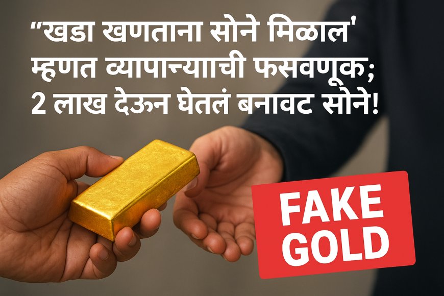 खड्डा खणताना सोनं मिळालं" म्हणत व्यापाऱ्याची फसवणूक; २ लाख देऊन घेतलं बनावट सोने!