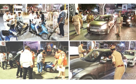 शहरातील प्रमुख चौकांमध्ये पोलिसांचा नाकाबंदी