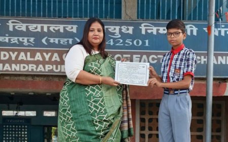 पीएम श्री केंद्रीय विद्यालय ओ.एफ. चांदा येथील विद्यार्थ्याची INSPIRE MANAK पुरस्कारासाठी निवड