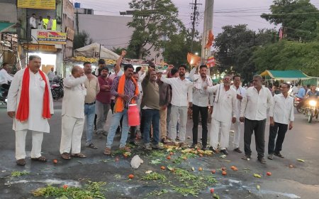 मूर्तीजापुरात शेतकरी आक्रमक! '७/१२ कोरा' न केल्याने सरकारविरुद्ध एल्गार; दूध-भाजीपाला रस्त्यावर फेकून तीव्र निषेध