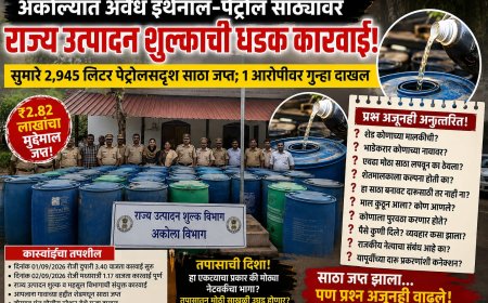 अकोल्यात 2,945 लिटर पेट्रोलसदृश साठा जप्त! | शेड कुणाचे? मोठे प्रश्न उपस्थित
